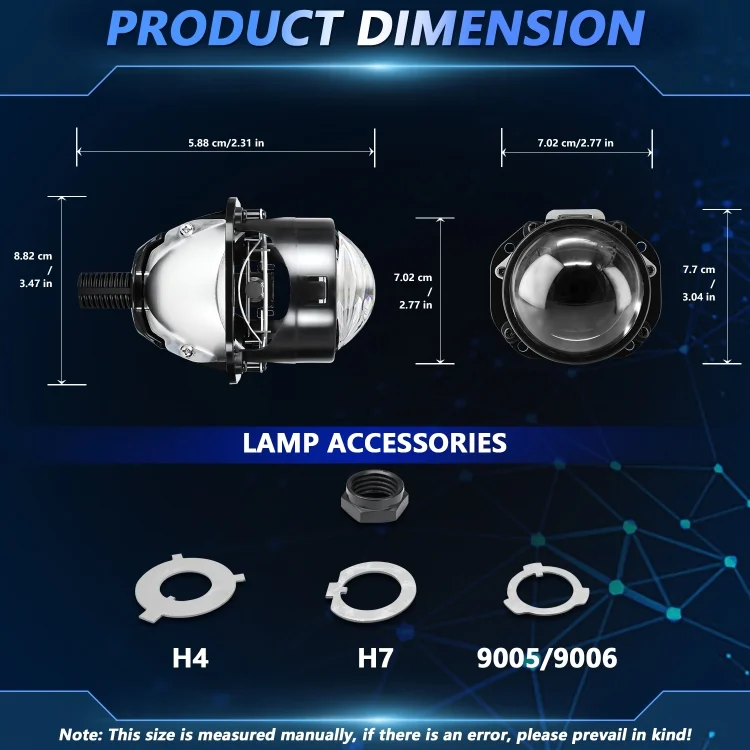 EDA006389001A_7.webp T02 1 Pair 2.5 inch Car Bifocal LED Lens Headlight, Left Driving - Image 8