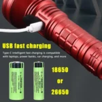 812-BT90 50W Spotlight 3000LM USB Rechargeable LED Flashlight - Image 6