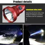 812-BT90 50W Spotlight 3000LM USB Rechargeable LED Flashlight - Image 8