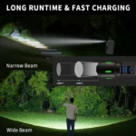 A800 20W Spotlight 2000LM USB Rechargeable LED Flashlight - Image 7