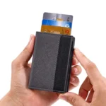 FY2409 RFID Anti-magnetic Cross Texture PU Triple Fold Card Bag - Image 4