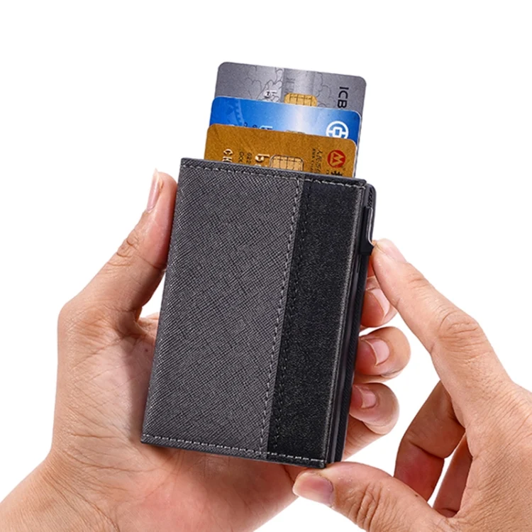 EDA006523801A_3.webp FY2409 RFID Anti-magnetic Cross Texture PU Triple Fold Card Bag - Image 4