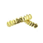 Hip Hop Accessories Gold Tooth Set Real Gold Plating Smooth Upper Eight Lower Six Denture Set - Image 3