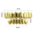 Hip Hop Accessories Gold Tooth Set Real Gold Plating Smooth Upper Eight Lower Six Denture Set - Image 4