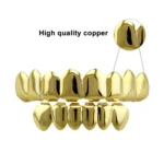 Hip Hop Accessories Gold Tooth Set Real Gold Plating Smooth Upper Eight Lower Six Denture Set - Image 5