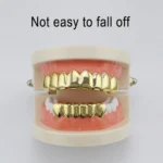 Hip Hop Accessories Gold Tooth Set Real Gold Plating Smooth Upper Eight Lower Six Denture Set - Image 6