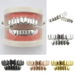 Hip Hop Accessories Gold Tooth Set Real Gold Plating Smooth Upper Eight Lower Six Denture Set - Image 2
