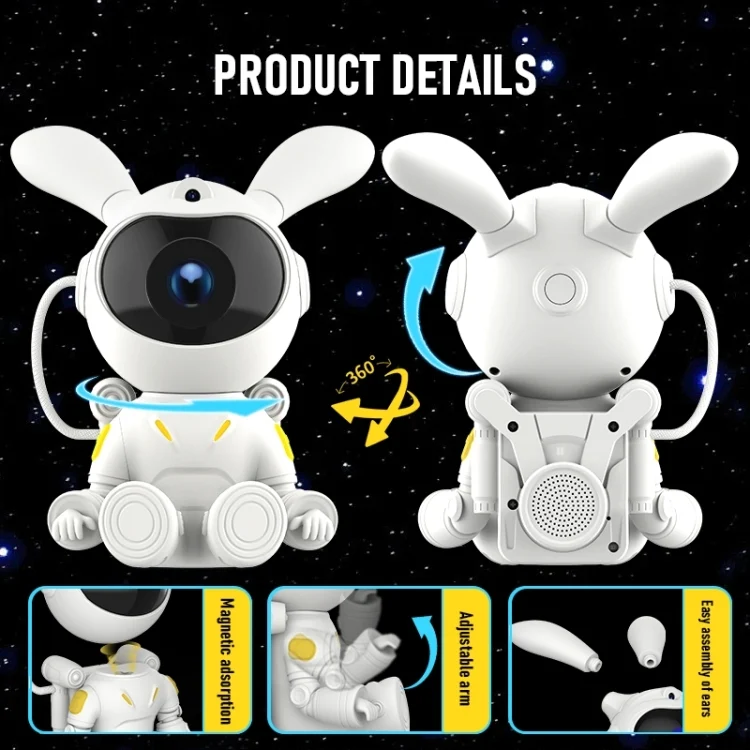 EDA0067185_B4.webp G002 Space Rabbit Starry Sky Projection Lamp Bluetooth Speaker 2 in 1 Laser Light - Image 5