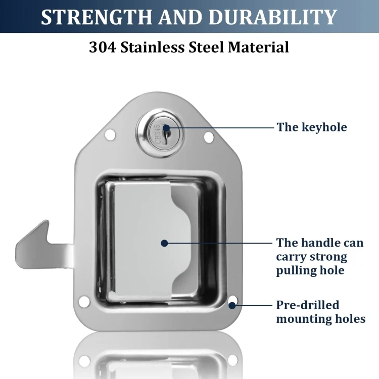 EDA0068830_2.webp Trailer / Yacht / Truck Stainless Steel Tool Box Lock Paddle Latch & Keys - Image 3