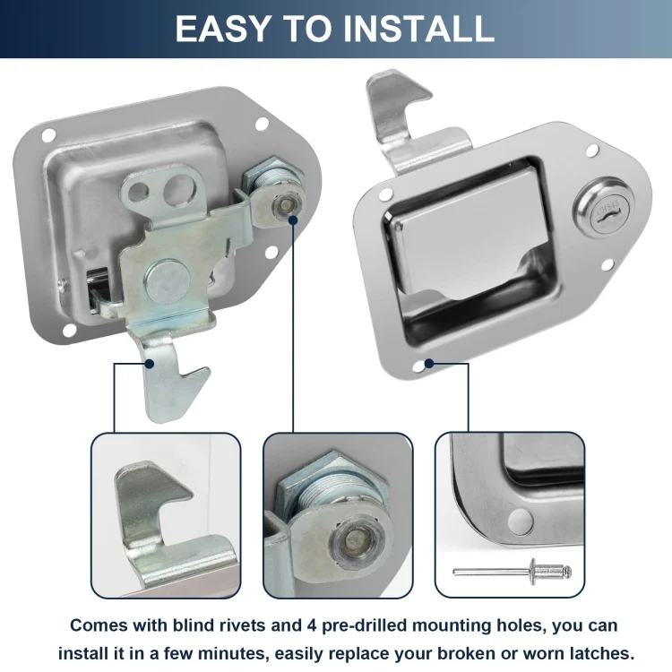 EDA0068830_3.webp Trailer / Yacht / Truck Stainless Steel Tool Box Lock Paddle Latch & Keys - Image 4