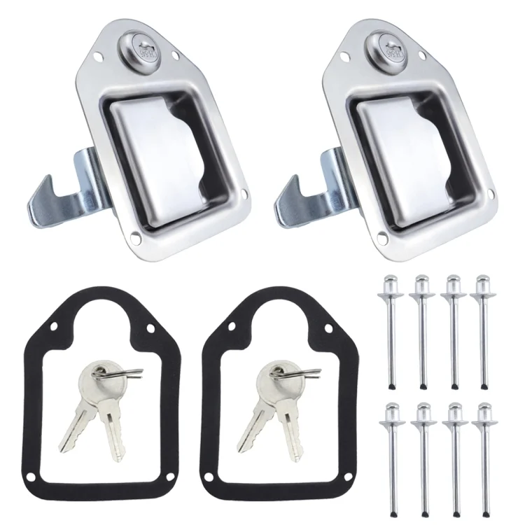 EDA0068832.webp 2 Sets / Pack Trailer / Yacht / Truck Stainless Steel Tool Box Lock Paddle Latch & Keys - Image 1