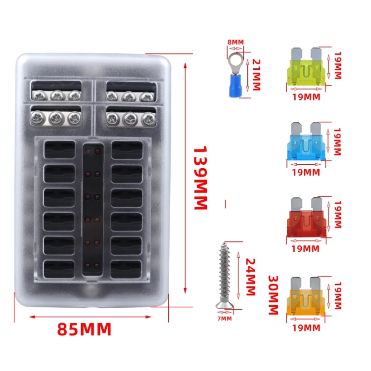 EDA0068877_5.webp 12 Way Fuse Block with 24pcs Fuses and 24pcs Terminals - Image 6