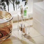 Acrylic Oval Double Layer Table Bedside Storage Rack - Image 2