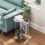 Acrylic Oval Double Layer Table Bedside Storage Rack - Image 3