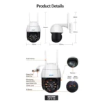 ESCAM QF518 5MP Smart WiFi IP Camera, Support AI Humanoid Detection / Auto Tracking / Dual Light Night Vision / Cloud Storage / Two Way Audio / TF Card - Image 5