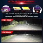 T04 Pair 3 inch Car Bifocal Matrix Light Source LED Lens Headlight, Left-hand Drive - Image 5