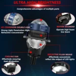 T05 Pair 3 inch Car Bifocal Direct Light Source LED Lens Headlight, Left-hand Drive - Image 2