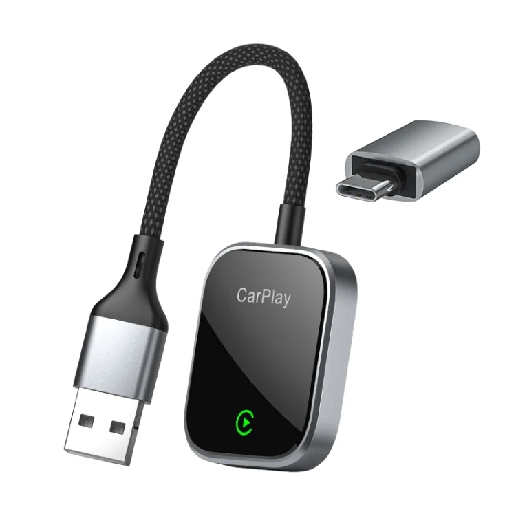 USB, USB-C / Type-C Dual Interface Wired to Wireless Car CarPlay Box Adapter for iPhone