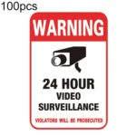 100pcs 24 Hour Video Monitor Warning Sticker