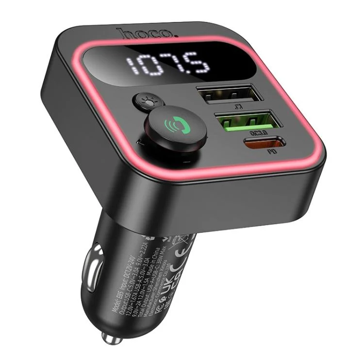 hoco E85 Tiger PD 20W and QC 3.0 Car Bluetooth FM Transmitter - Qty: 5 Units