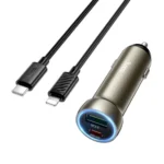 hoco Z54A Prosperous PD30W and QC3.0 Dual Port Car Charger Set with Type-C to 8 Pin Cable  – Qty: 5 Units