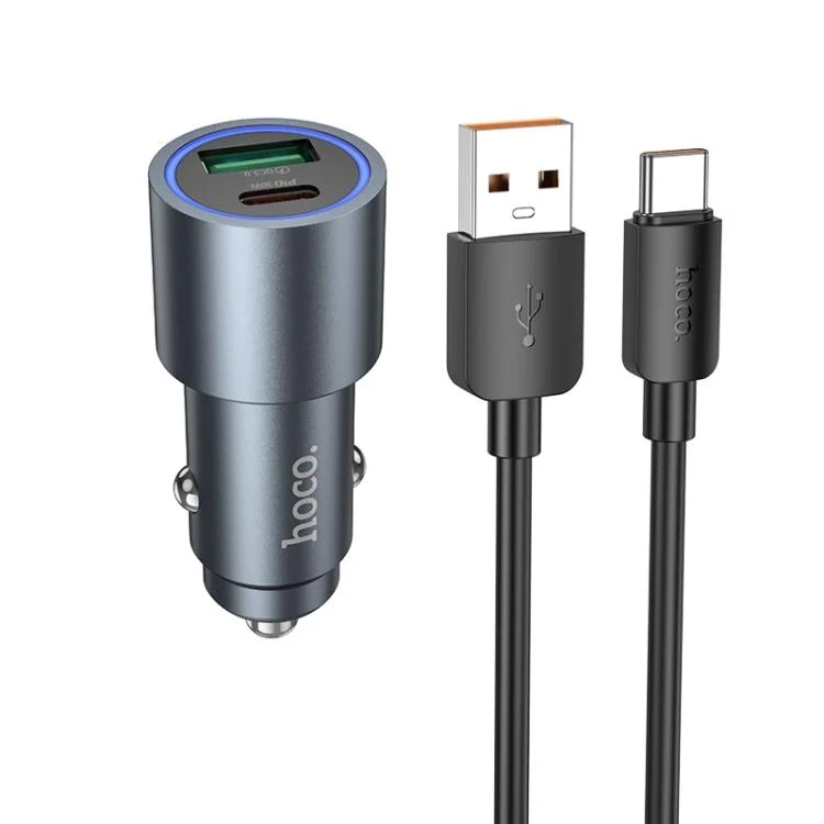 hoco Z60 Bloom PD30W and QC3.0 Dual Port Multi-protocol Car Charger Set with USB to Type-C Cable – Qty: 5 Units