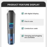 VGR V-108 10-in-1 Digital Display Electric Hair Clipper Men Care Kit - Image 5