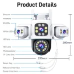 2MP HD 360 Degree Panorama 3 Lens IP66 Waterproof Wireless WiFi Camera - Image 13