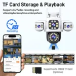 2MP HD 360 Degree Panorama 3 Lens IP66 Waterproof Wireless WiFi Camera - Image 10