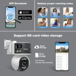 SriHome SH055 8MP HD Multi-lens 5X Optical Zoom Lens Panoramic PTZ Dome Camera - Image 16