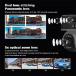 SriHome SH055 8MP HD Multi-lens 5X Optical Zoom Lens Panoramic PTZ Dome Camera - Image 4