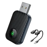 2 in 1 USB Wired to Wireless Car CarPlay / Android Box Adapter, with USB and Type-C Cable