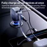 MOMAX UC19 60W 3 in 1 Car Charger with Retractable Cable - Image 4