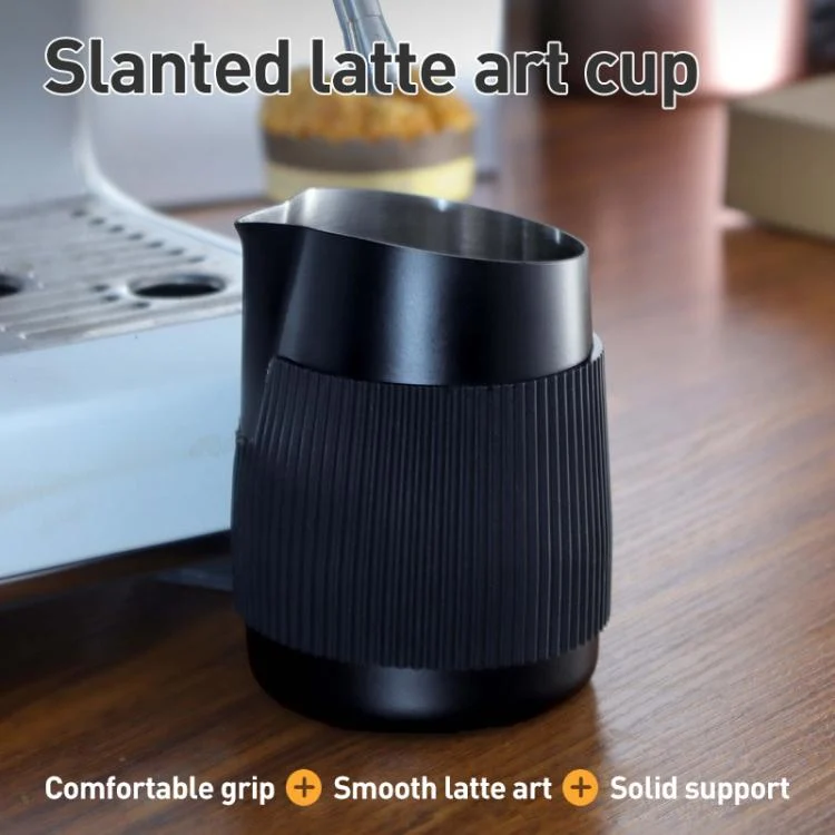 EDA008005101A_1.webp 420ml Stainless Steel Latte Art Cup Oblique Mouth Anti-scalding Coffee Milk Foaming Cylinder with Scale - Image 2