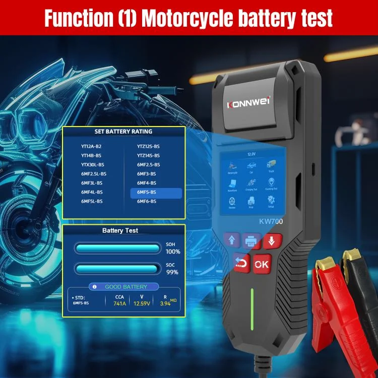 EDA008021201A_7.webp KONNWEI KW700 12V / 24V 2.8 inch Color Screen Car Battery Tester with Printer - Image 8