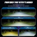 2pcs/Pack 60W 8000LM 6000K Three Color Remote Control Car LED Headlight Bulb - Image 3