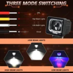 2pcs/Pack 35W 3600LM 6500K Car Square HD Large Lens Spotlight Work Light - Image 2