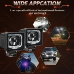 2pcs/Pack 35W 3600LM 6500K Car Square HD Large Lens Spotlight Work Light - Image 7