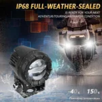 30W 3000LM 6000K Motorcycle Dual Lens LED Spotlight with Control Cable Set - Image 6