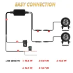 30W 3000LM 6000K Motorcycle Dual Lens LED Spotlight with Control Cable Set - Image 8