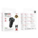 BOROFONE BZ34 Cloud QC3.0 USB Car Charger Set, with 1m USB to Micro USB Cable  – Qty: 5 Units - Image 5