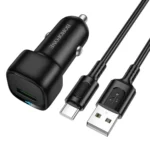 BOROFONE BZ34 Cloud QC3.0 USB Car Charger Set, with 1m USB to Type-C Cable  – Qty: 5 Units
