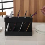 Four-grid Straw Cutlery Metal Storage Rack Kitchen Organizer without Soft Magnetic Sheet - Image 5