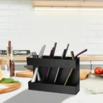 Four-grid Straw Cutlery Metal Storage Rack Kitchen Organizer without Soft Magnetic Sheet - Image 6