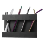 Four-grid Straw Cutlery Metal Storage Rack Kitchen Organizer with 12pcs Soft Magnetic Sheet - Image 2