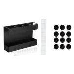 Four-grid Straw Cutlery Metal Storage Rack Kitchen Organizer with 12pcs Soft Magnetic Sheet - Image 4