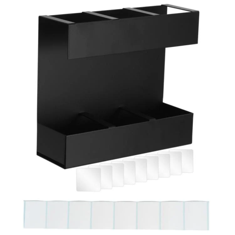 Three-grid Straw Cutlery Metal Storage Rack Kitchen Organizer