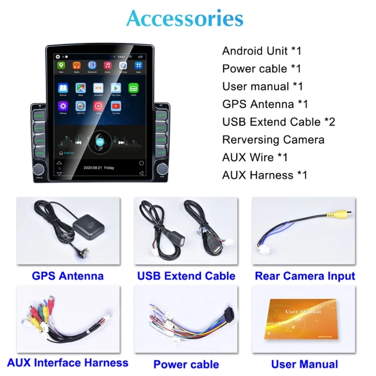 EDA008061_15.webp 9.7 inch Vertical Screen 2.5D Glass Car Android Universal Player Navigator MP5 Integrated Machine Support Phone Link / GPS / FM / Steering Wheel Control, 1GB+32GB - Image 16