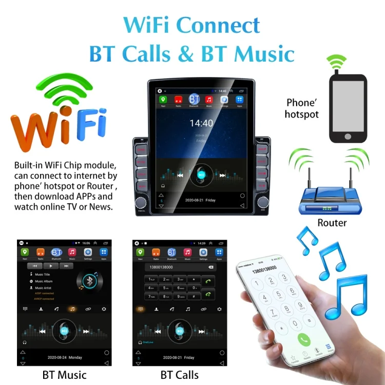 EDA008061_8.webp 9.7 inch Vertical Screen 2.5D Glass Car Android Universal Player Navigator MP5 Integrated Machine Support Phone Link / GPS / FM / Steering Wheel Control, 1GB+32GB - Image 9