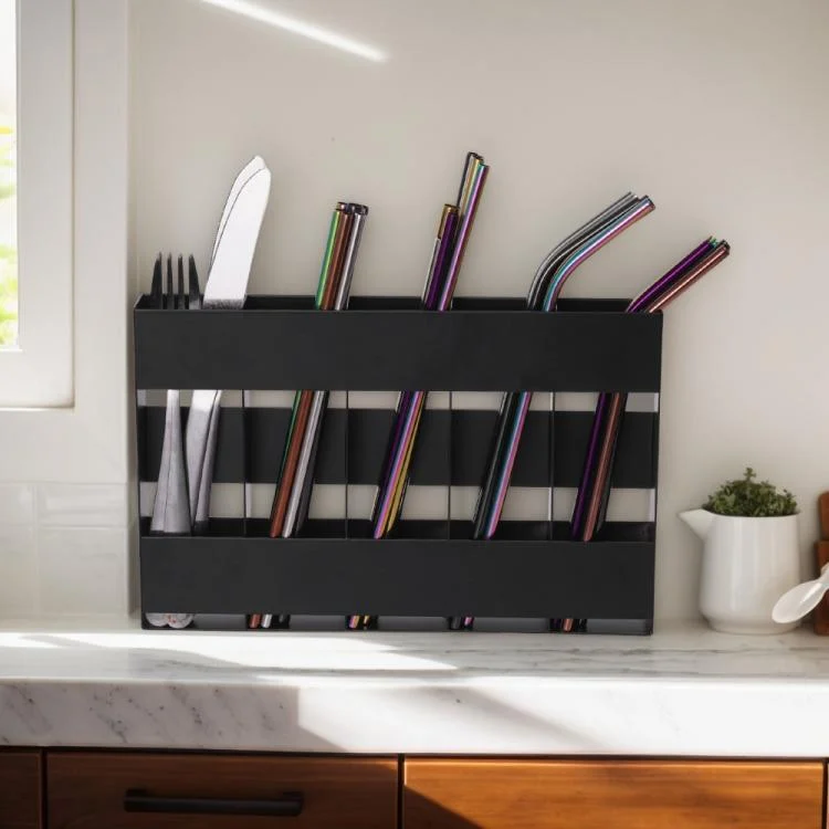 EDA0080636_B5.webp Five-grid Straw Cutlery Metal Storage Rack Kitchen Organizer - Image 6